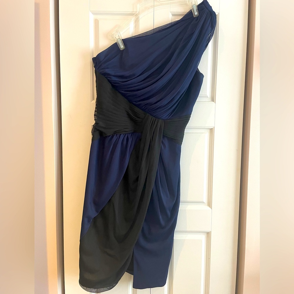 Black and navy one shoulder dress